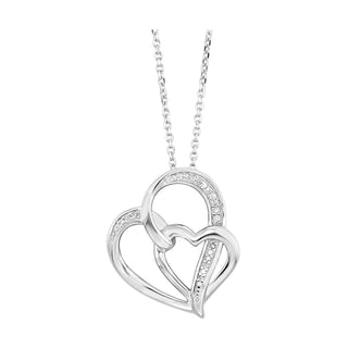 Sterling Silver Diamond Double Heart Necklace