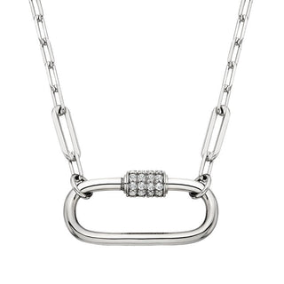 Mommy Chic White Topaz Carabiner Charm Holder Necklace