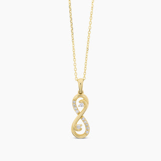 14K Yellow Gold Diamond Infinity Necklace