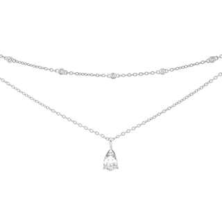Sterling Silver Layered White Topaz Necklace