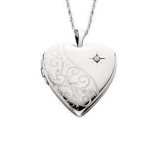 Sterling Silver Heart Locket with Diamond Accent