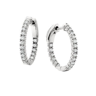 Sterling Silver in and out Round CZ Earrings 3/4tw
