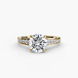 Completed Ring US size 7.50, gold-tone band with large center diamond and pave diamonds