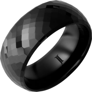 8mm Black Diamond Ceramic Faceted Ring