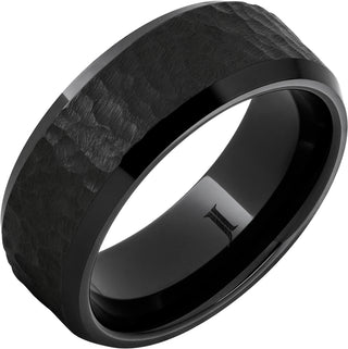 8mm Black Diamond Ceramic Moon Crater Finish Ring