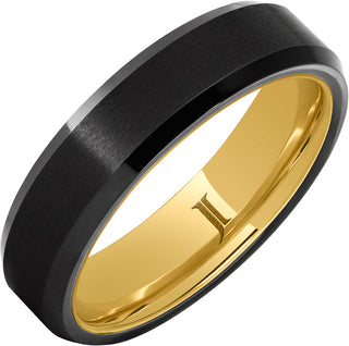 6mm Black Diamond Ceramic Hidden Gold Ring