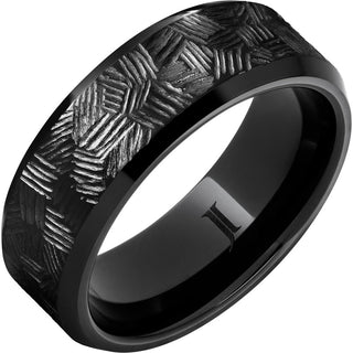 8mm Black Diamond Ceramic Thicket Hand Engraved Ring