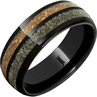 8mm Black Diamond Dual Dinosaur Bone Inlay