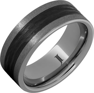 8mm Rugged Tungsten Bark Carved Ring