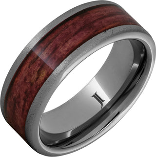 8mm Rugged Tungsten with Cabernet Wood Inlay