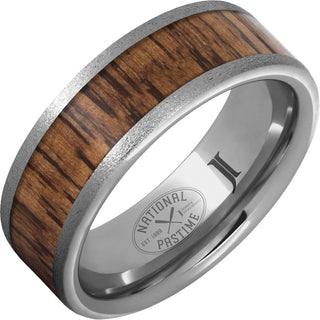 8mm Rugged Tungsten Hickory Vintage Baseball Ring