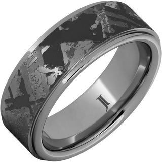 8mm Rugged Tungsten Meteorite Engraved Ring