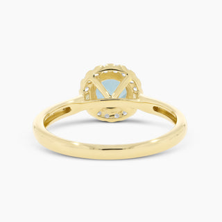 Aquamarine & Diamond Halo 14K Yellow Gold Ring