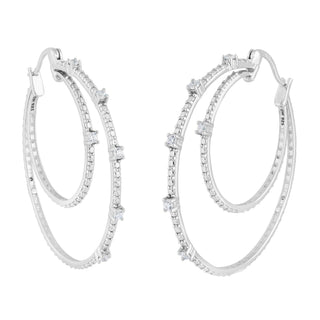 Sterling Silver CZ Double Hoop Earrings