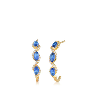 Gold Over Sterling Silver Blue Spinel and CZ Earrings