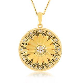 Gold over Sterling Silver CZ Medallion Pendant