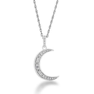 Sterling Silver CZ Moon Pendant