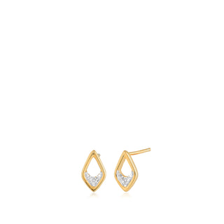 Gold Over Sterling Silver Diamond Teardrop Earrings