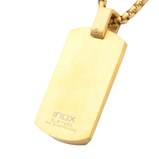 18K Gold IP Phoenix Dog Tag Necklace