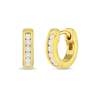 Gold Plated Chanel Set CZ Huggie Hoops
