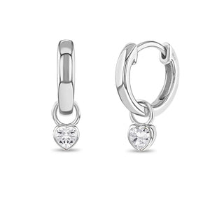 Sterling Silver April Birthstone Huggie Hoops