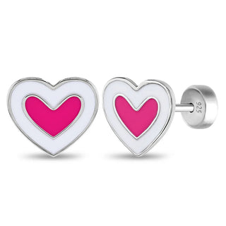Sterling Silver Enamel Heart Earrings