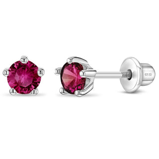 Sterling Silver Classic July Birthstone Cubic Zirconia Earrings
