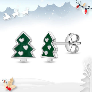 Sterling Silver Christmas Tree Earrings