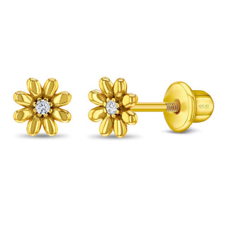Gold Plated Puffed Blossom Earrings
