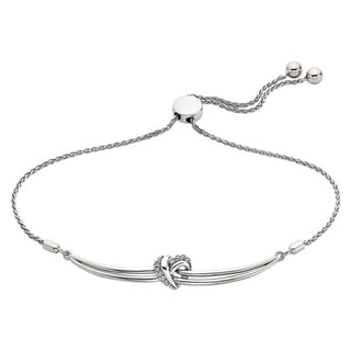 Sterling Silver Heart CZ Bolo Bracelet