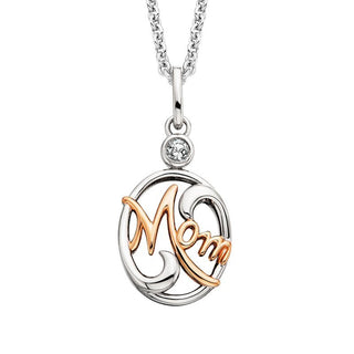 Sterling Silver Mom Pendant with White Topaz Accent