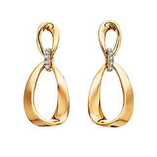 Sterling Silver Gold Vermeil Diamond Loop Earrings