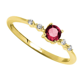 10K Yellow Gold created Ruby and Diamond Ring