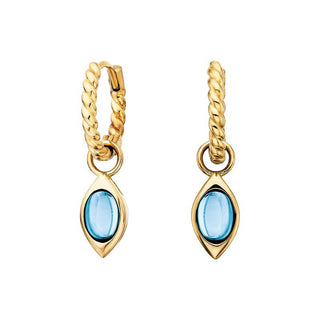 Yellow over Sterling Blue Topaz Drop Hoop Earrings