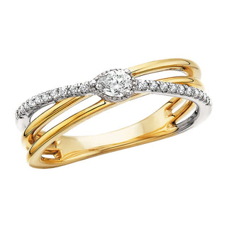 14k Two Tone Layered Diamond Band