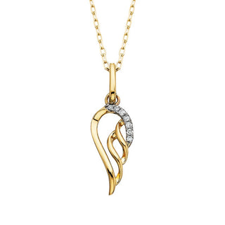 10K Yellow Gold Diamond Accented Angel Wing Pendant