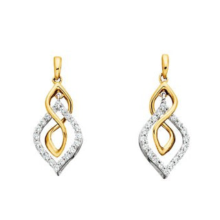 Berco 10K Two Toned Diamond Twist Earrings - Earrings