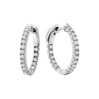 Sterling Silver Inside Outside Hoop 1ctw CZ Earrings