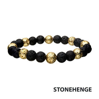 Gold IP & Lava Beads Bracelet