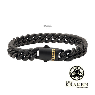 10mm Black IP Stainless Steel Miami Cuban Bracelet with Genuine Black Sapphire