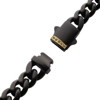 8mm Black IP Stainless Steel Miami Cuban Bracelet with Genuine Black Sapphire
