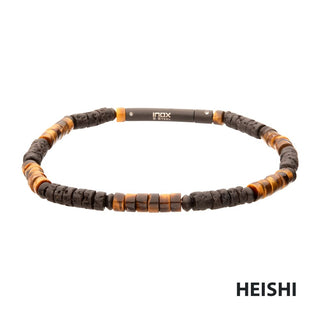 Magma Tiger (Tiger-eye / Lava) Heishi Bead Bracelet