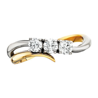 14k Two Tone 3 Stone Diamond Ring