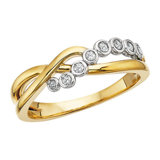 14K Two Tone Diamond Curve Ring
