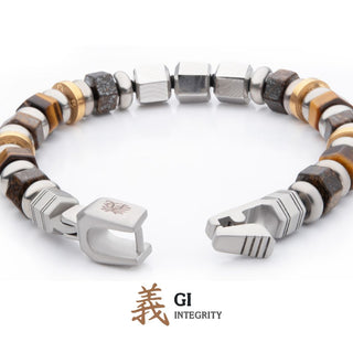 8mm Mokume Gane, Bronzite and Tiger's Eye Beads Bushido Virtue Bracelet - GI: Integrity