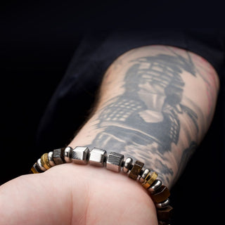 8mm Mokume Gane, Bronzite and Tiger's Eye Beads Bushido Virtue Bracelet - GI: Integrity