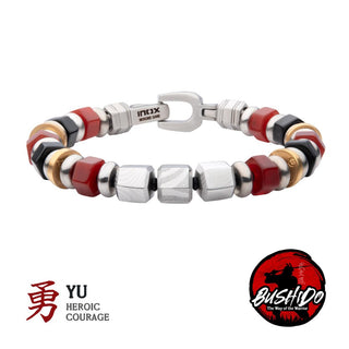 8mm Mokume Gane, Malachite and Onyx Beads Bushido Virtue Bracelet - JIN: Compassion