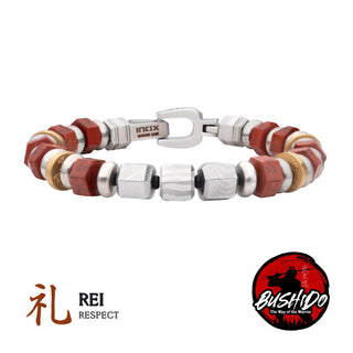 8mm Mokume Gane and Red Jasper Beads Bushido Virtue Bracelet - REI: Respect