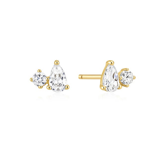 Gold Plated Toi & Moi Stud Earrings