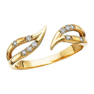 14k Yellow Gold Diamond Leaf Bypass Ring